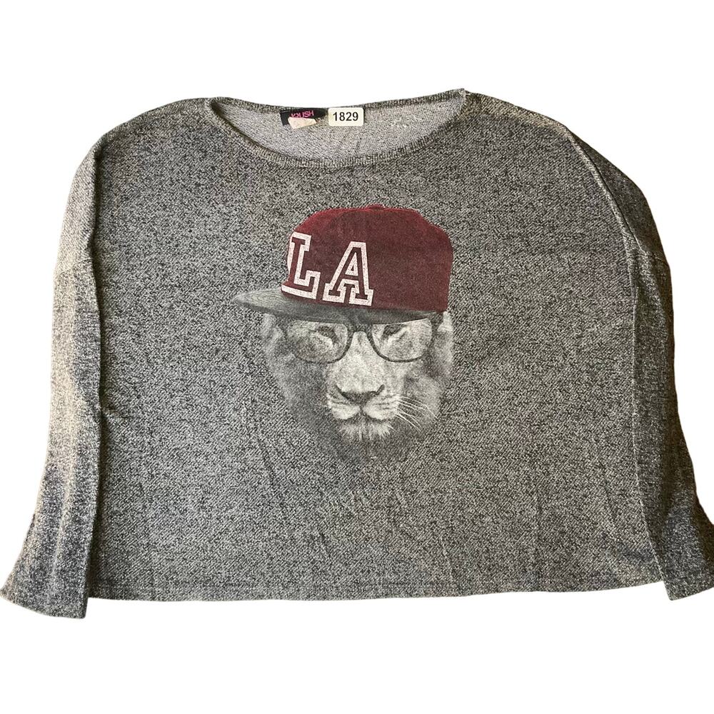 krush Women’s Long sleeve Blouse size XL, Gray, LA Lion